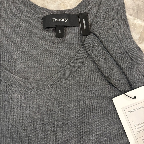 Theory charcoal silken tank top NWT - Picture 4 of 5